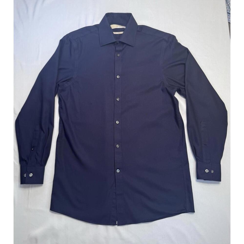 Michael Kors Men's Navy Regular Fit Button Down Sz 14.5 32/33